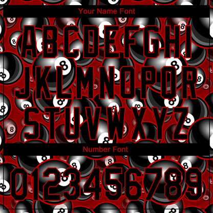 Custom Red Black 3D Pattern Design Billiards Snooker 8 Ball Authentic Baseball Jersey - Sky-Custom