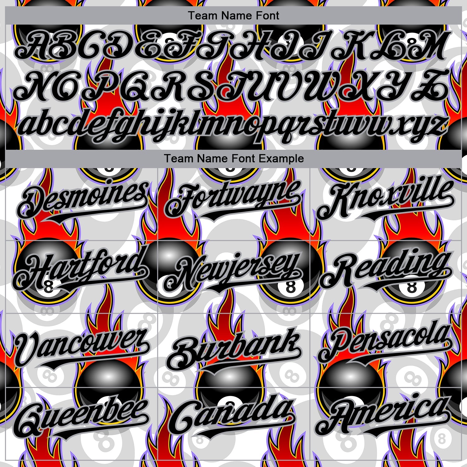 Custom White Black-Gray 3D Pattern Design Flaming Billiards Snooker 8 Ball Authentic Baseball Jersey - Sky-Custom