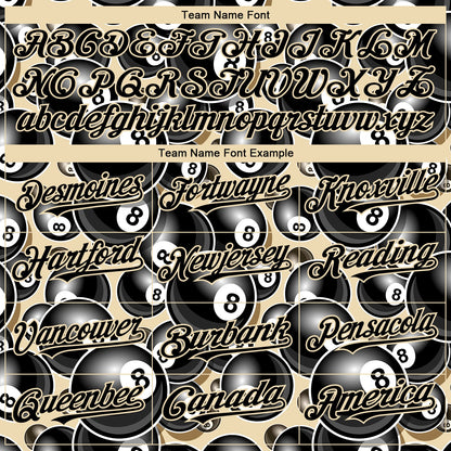 Custom City Cream Black 3D Pattern Design Billiards Snooker 8 Ball Authentic Baseball Jersey - Sky-Custom