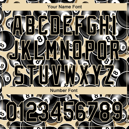Custom City Cream Black 3D Pattern Design Billiards Snooker 8 Ball Authentic Baseball Jersey - Sky-Custom