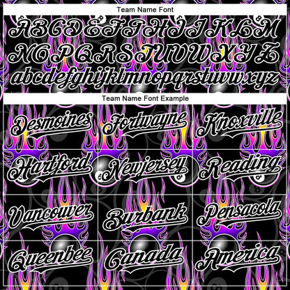 Custom Black White 3D Pattern Design Flaming Billiards Snooker 8 Ball Authentic Baseball Jersey - Sky-Custom