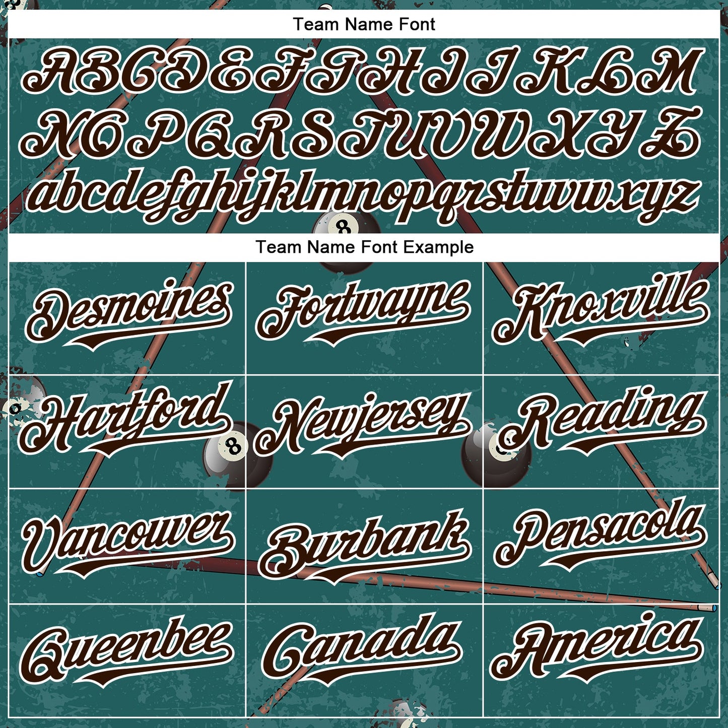 Custom Midnight Green Brown-White 3D Pattern Design Billiards Snooker 8 Ball Authentic Baseball Jersey - Sky-Custom