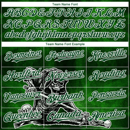 Custom Green White 3D Pattern Design A Skeleton Playing Billiards While Drinking A Beer Authentic Baseball Jersey - Sky-Custom