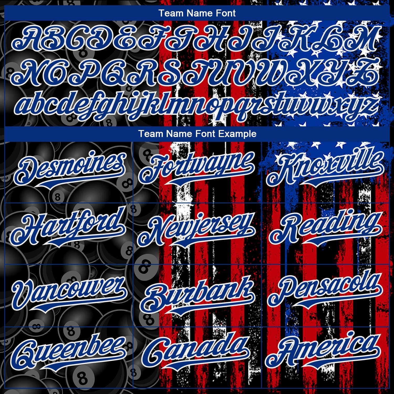 Custom Black Red-Royal 3D Pattern Design Billiards Snooker 8 Ball American Flag Authentic Baseball Jersey - Sky-Custom