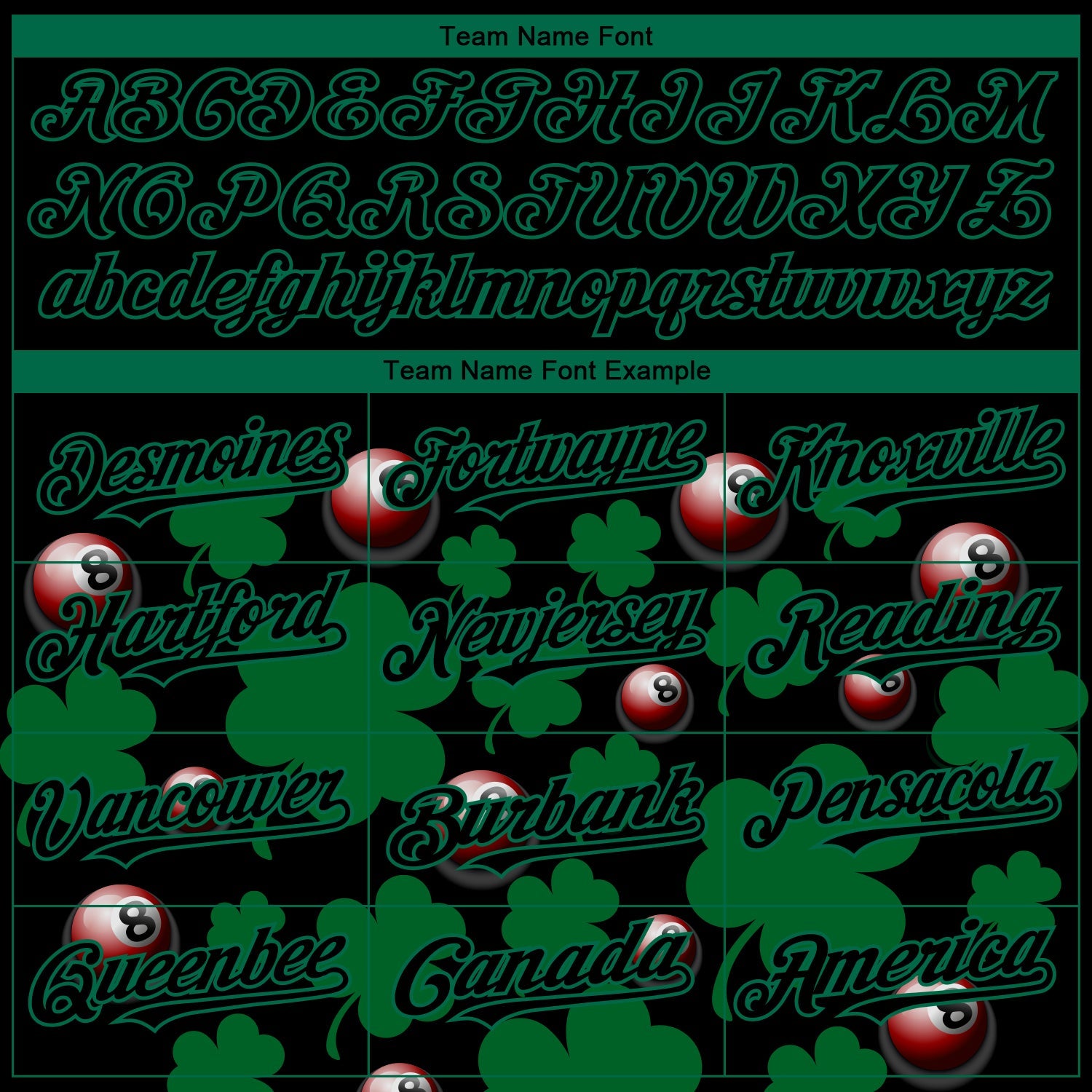 Custom Black Green 3D Pattern Design Clovers And Billiards Balls St. Patrick's Day Authentic Baseball Jersey - Sky-Custom