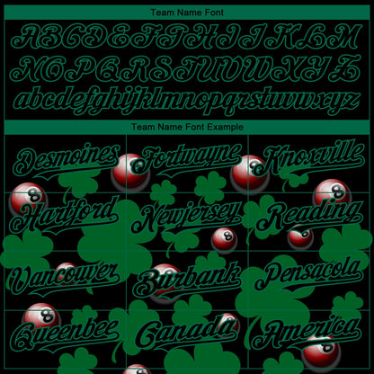 Custom Black Green 3D Pattern Design Clovers And Billiards Balls St. Patrick's Day Authentic Baseball Jersey - Sky-Custom