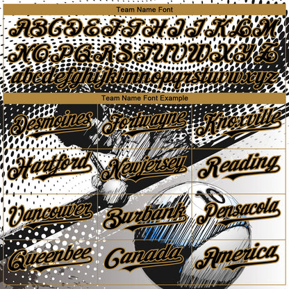 Custom White Black-Old Gold 3D Pattern Design Billiards Authentic Baseball Jersey - Sky-Custom