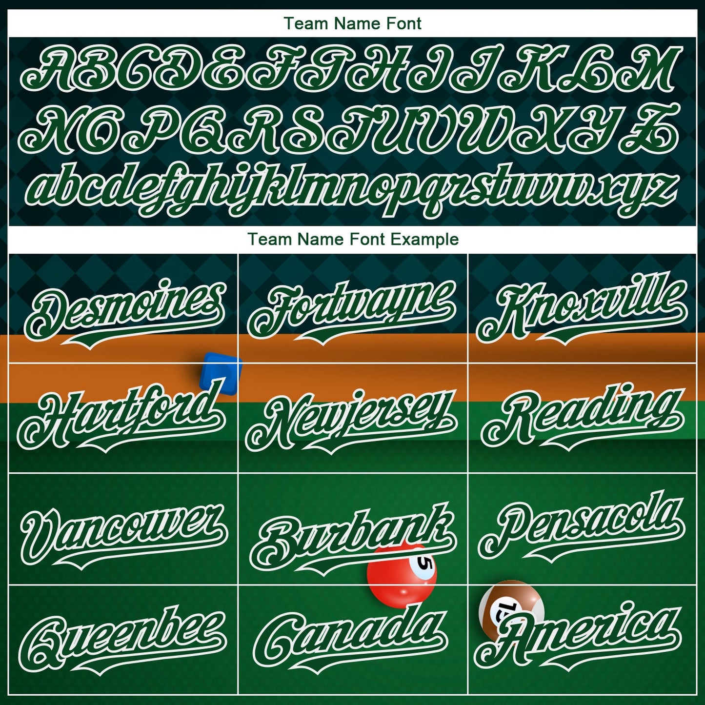 Custom Green White 3D Pattern Design Billiards Authentic Baseball Jersey - Sky-Custom
