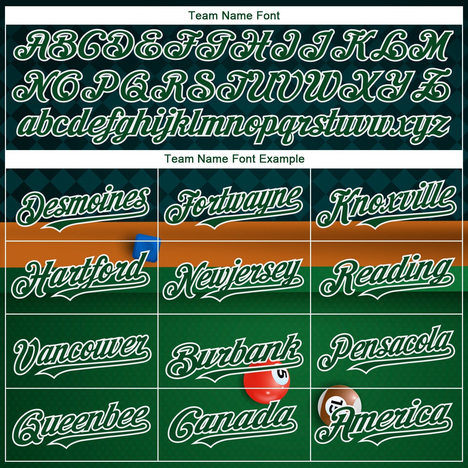 Custom Green White 3D Pattern Design Billiards Authentic Baseball Jersey - Sky-Custom