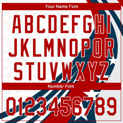 Custom White Red 3D American Flag Authentic Baseball Jersey - Sky-Custom