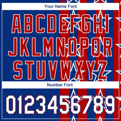Custom Royal White Red 3D American Flag Authentic Baseball Jersey - Sky-Custom