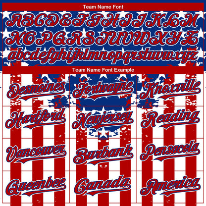 Custom Red Royal-White 3D American Flag Authentic Baseball Jersey - Sky-Custom