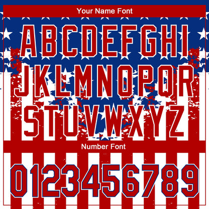 Custom Red Royal-White 3D American Flag Authentic Baseball Jersey - Sky-Custom
