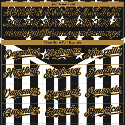 Custom Black Old Gold-White 3D American Flag Authentic Baseball Jersey - Sky-Custom