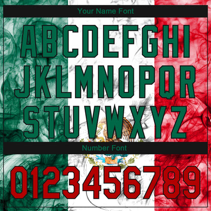 Custom White Red Kelly Green-Black 3D Mexican Flag Authentic Baseball Jersey - Sky-Custom