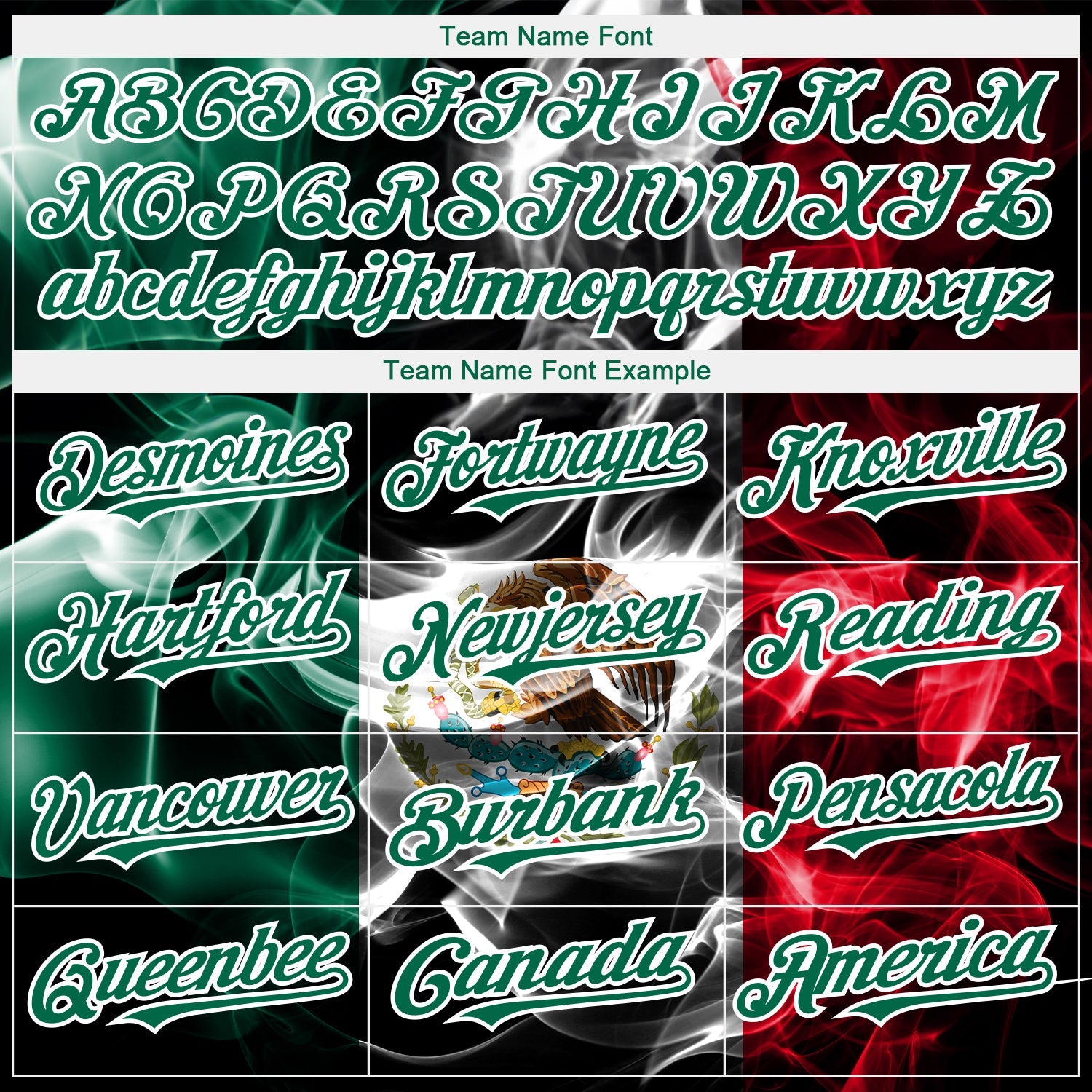 Custom Black Red Kelly Green 3D Mexico Authentic Baseball Jersey - Sky-Custom