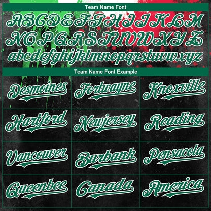 Custom Black Red Kelly Green 3D Mexican Flag Watercolored Splashes Grunge Design Authentic Baseball Jersey - Sky-Custom