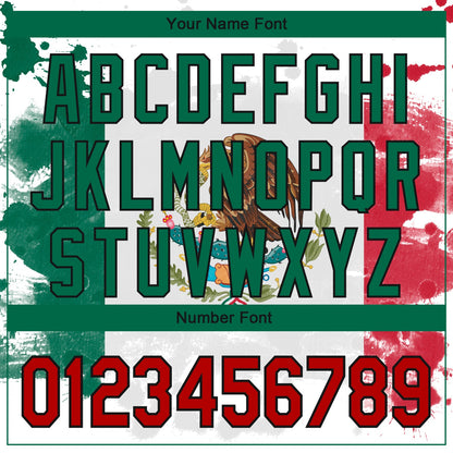 Custom White Red Kelly Green-Black 3D Mexican Flag Grunge Design Authentic Baseball Jersey - Sky-Custom
