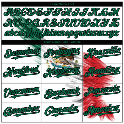 Custom White Red Kelly Green-Black 3D The Abstract Wing With Mexican Flag Authentic Baseball Jersey - Sky-Custom