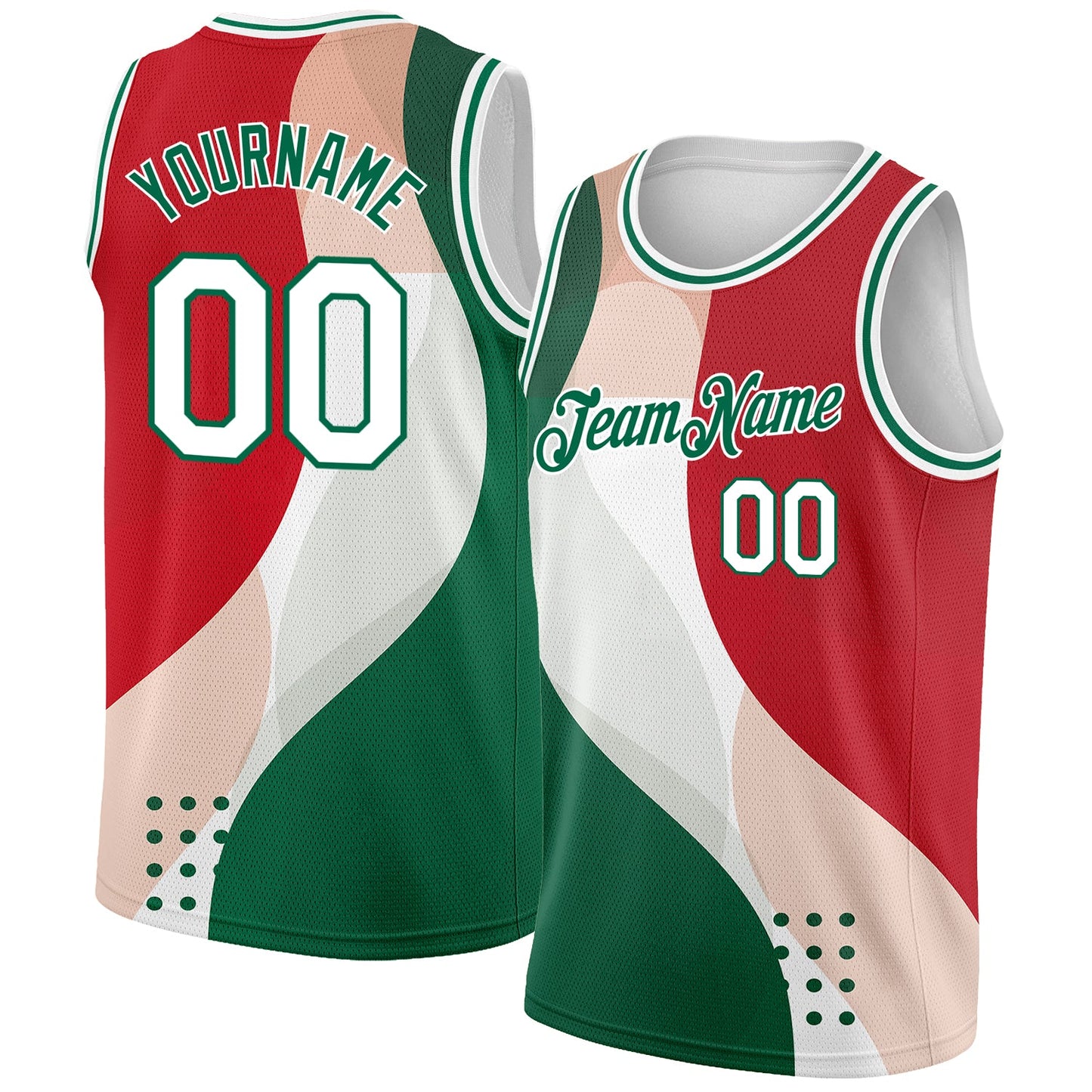 Custom Red White-Kelly Green 3D Mexico Authentic Basketball Jersey - Sky-Custom