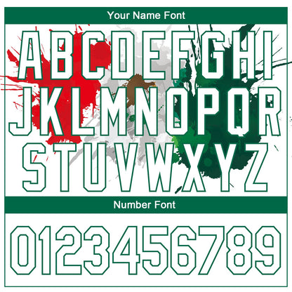 Custom White Kelly Green-Red 3D Mexico Splashes Authentic Basketball Jersey - Sky-Custom