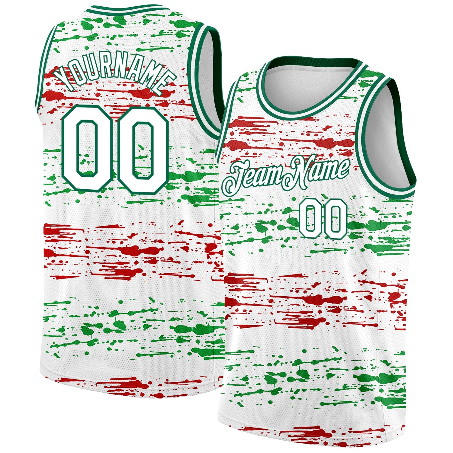 Custom White Kelly Green-Red 3D Mexico Authentic Basketball Jersey - Sky-Custom