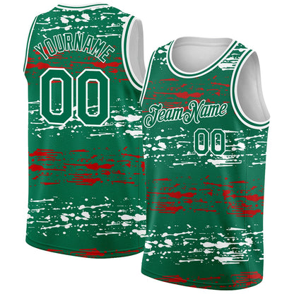 Custom Kelly Green-Red-White 3D Mexico Authentic Basketball Jersey - Sky-Custom