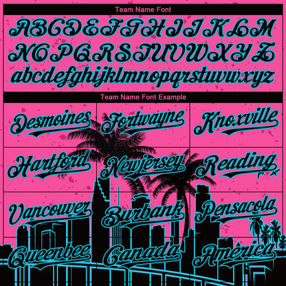 Custom Pink Lakes Blue-Black 3D Miami Palm Trees City Edition Authentic Baseball Jersey - Sky-Custom