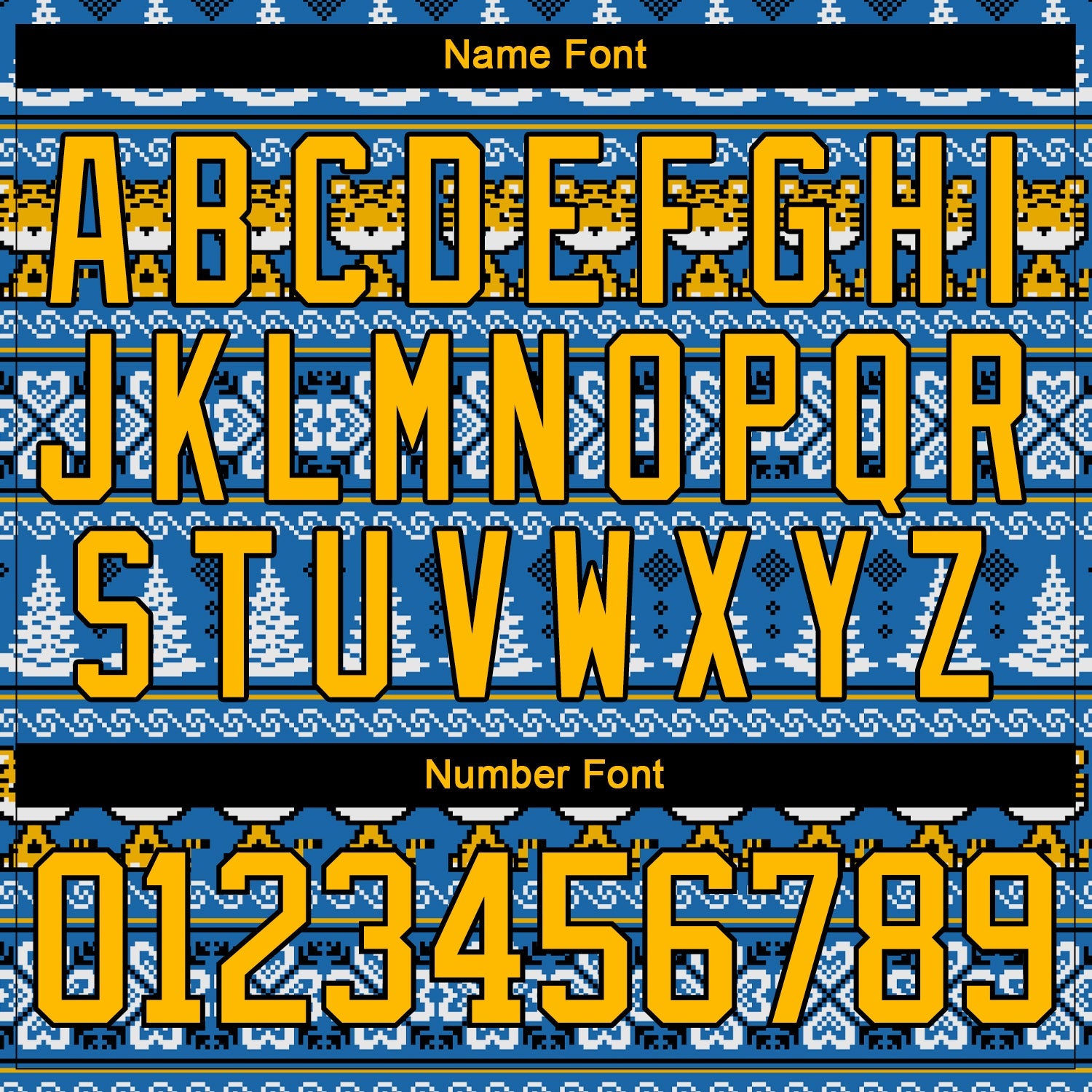 Custom Light Blue Gold-Black Christmas Tree And Tiger 3D Hockey Lace Neck Jersey - Sky-Custom