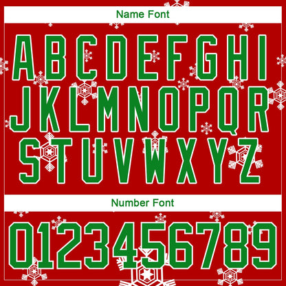 Custom Red Grass Green-White Christmas Reindeer 3D Hockey Lace Neck Jersey - Sky-Custom