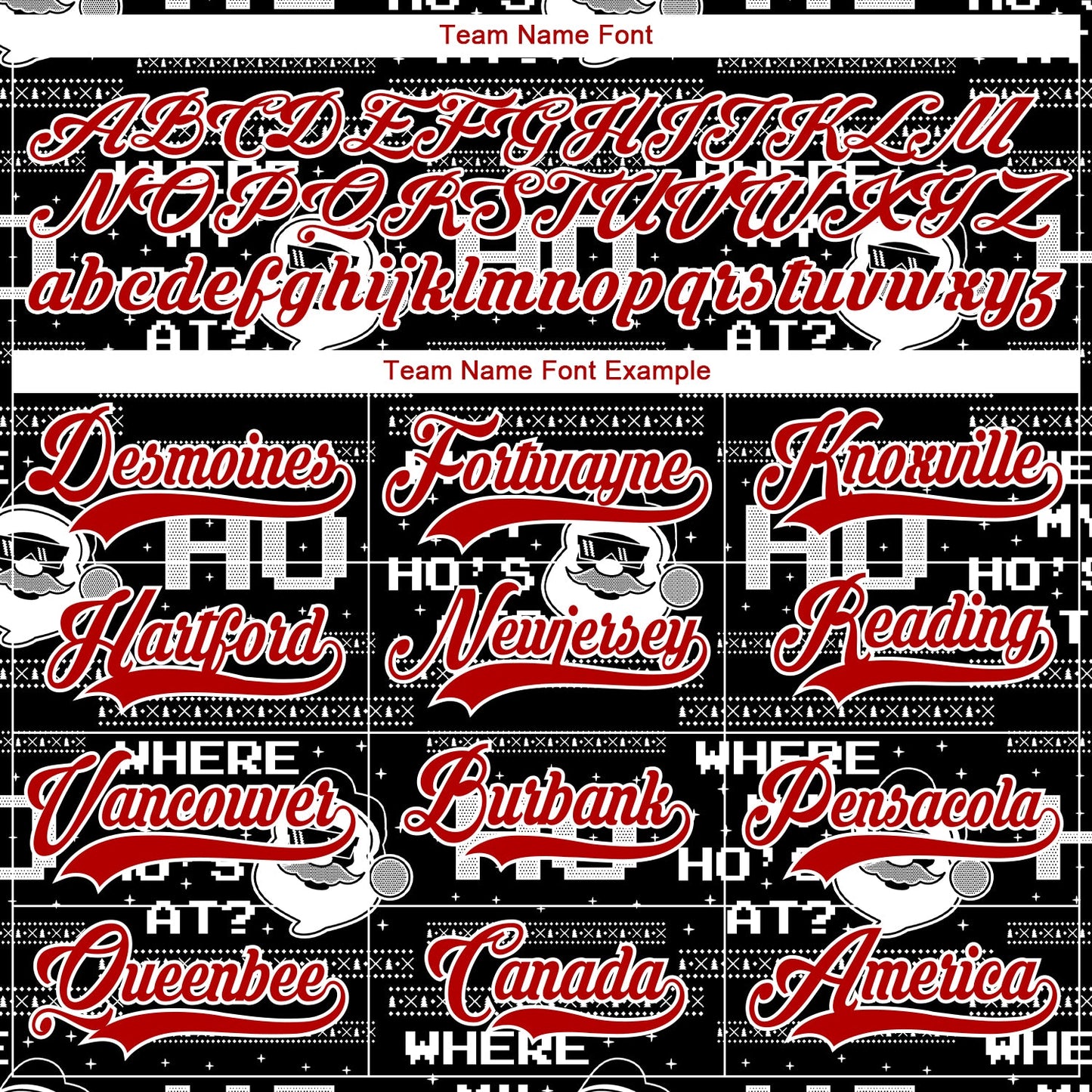 Custom Black Red-White Christmas Santa Claus 3D Hockey Lace Neck Jersey - Sky-Custom
