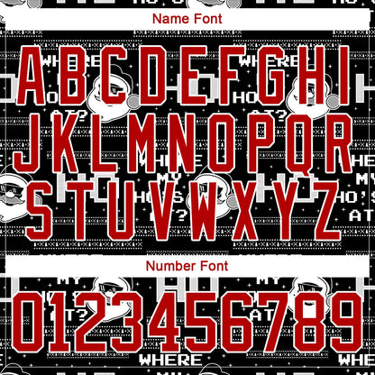 Custom Black Red-White Christmas Santa Claus 3D Hockey Lace Neck Jersey - Sky-Custom