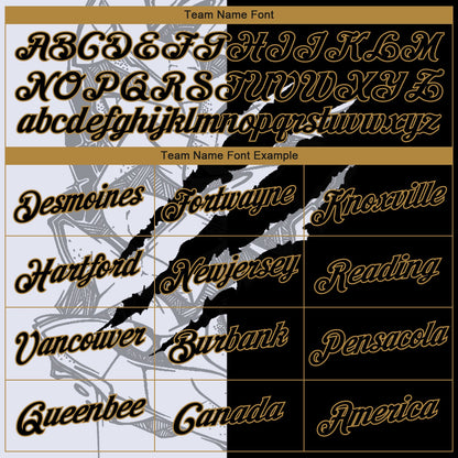 Custom Graffiti Pattern Black-Old Gold 3D Scratch Authentic Basketball Jersey - Sky-Custom