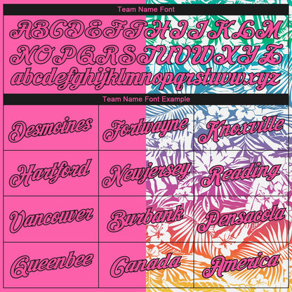 Custom Pink Black 3D PatternTropical Hawaii Palm Leaves Authentic Basketball Jersey - Sky-Custom
