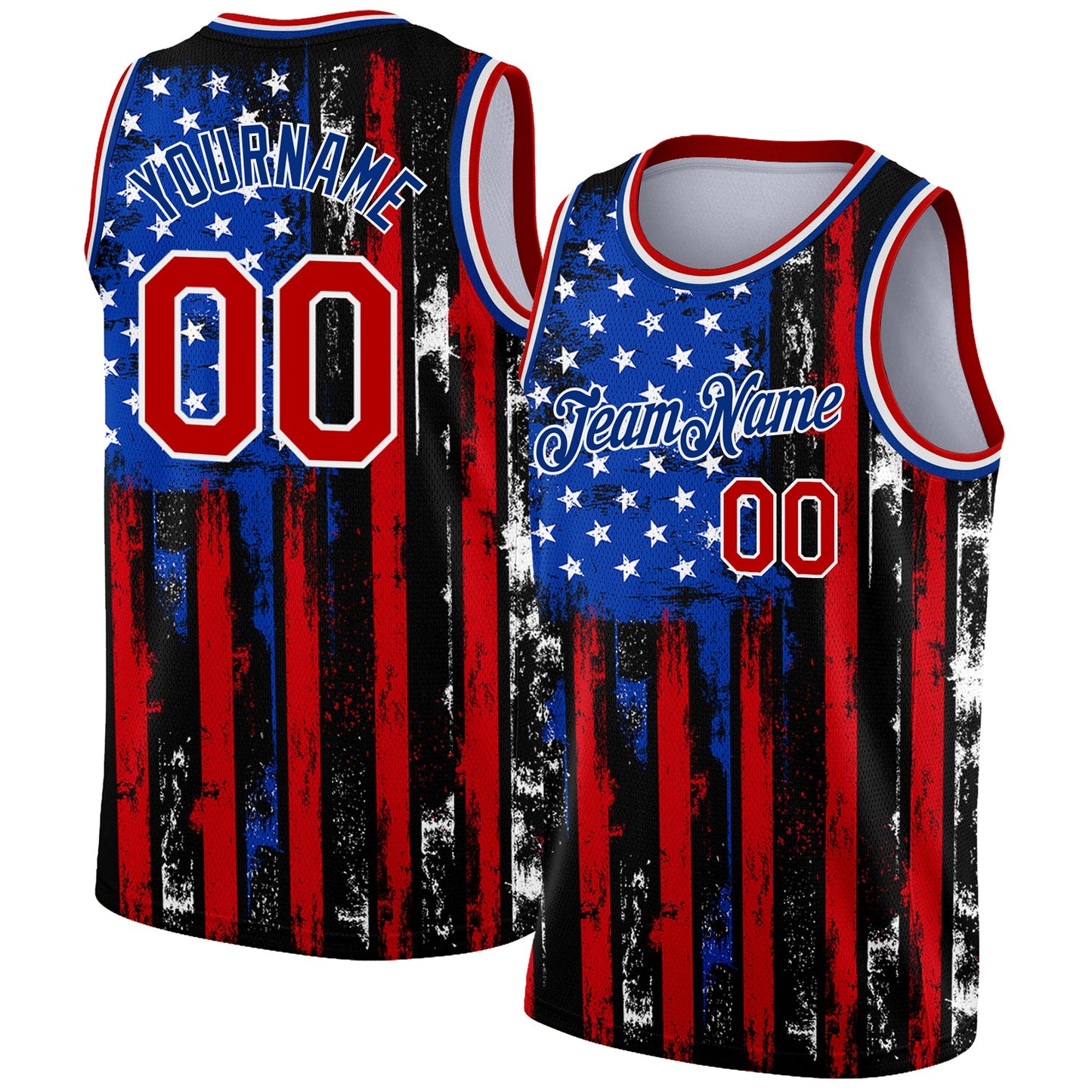 Custom Black Red-Royal 3D American Flag Fashion Authentic Basketball Jersey - Sky-Custom