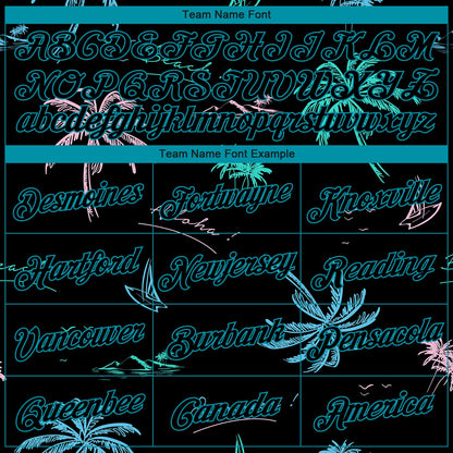 Custom Black Teal 3D Pattern Tropical Hawaii Palm Trees Authentic Basketball Jersey - Sky-Custom