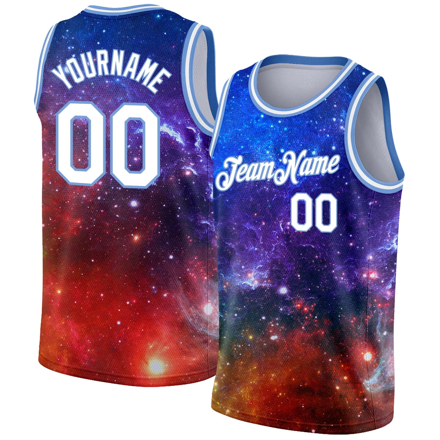 Custom Galactic White-Light Blue 3D Authentic Basketball Jersey - Sky-Custom