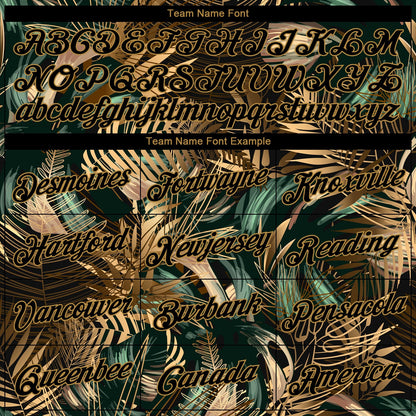 Custom Black Old Gold 3D Pattern Tropical Hawaii Palm Leaves Authentic Basketball Jersey - Sky-Custom