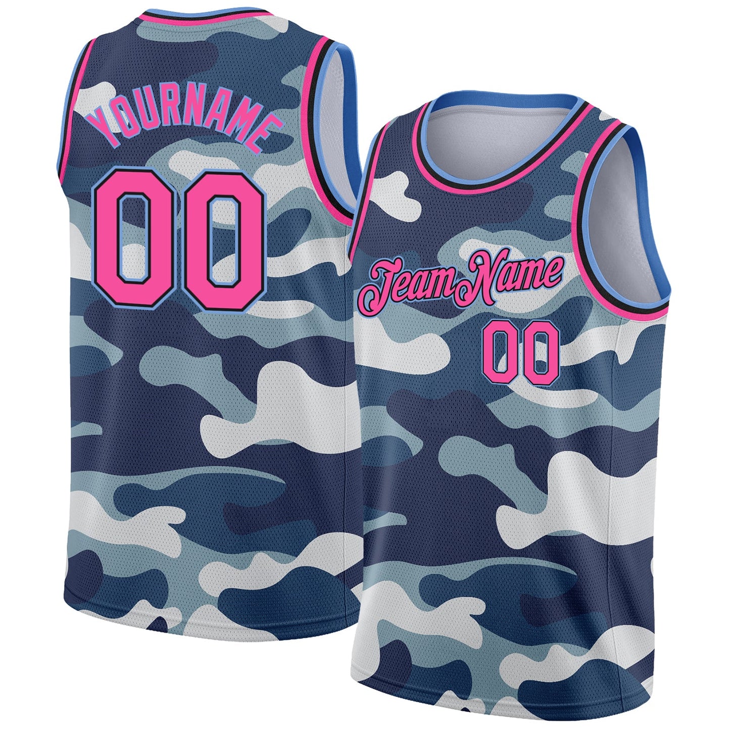 Custom Camo Pink Black-Light Blue 3D Authentic Salute To Service Basketball Jersey - Sky-Custom