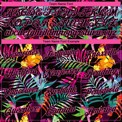Custom Black Pink-Light Blue 3D Pattern Tropical Hawaii Palm Leaves Authentic Basketball Jersey - Sky-Custom