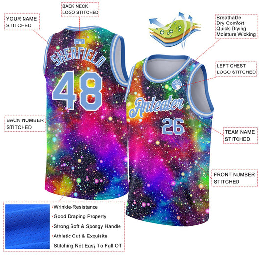 Custom Galactic Light Blue-White 3D Authentic Basketball Jersey - Sky-Custom