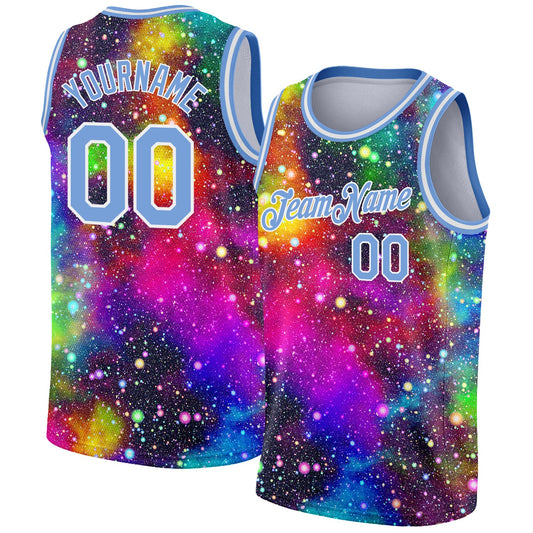 Custom Galactic Light Blue-White 3D Authentic Basketball Jersey - Sky-Custom