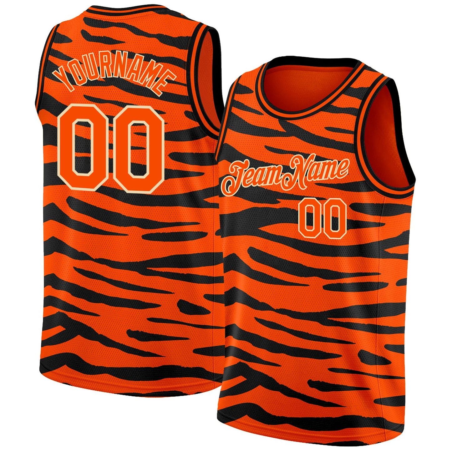 Custom Orange Cream 3D Pattern Design Tiger Print Authentic Basketball Jersey - Sky-Custom