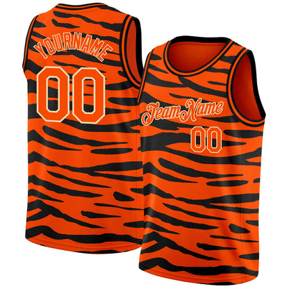 Custom Orange Cream 3D Pattern Design Tiger Print Authentic Basketball Jersey - Sky-Custom