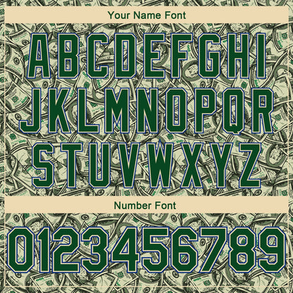 Custom Cream Green-Royal 3D Pattern Design Dollar Authentic Basketball Jersey - Sky-Custom