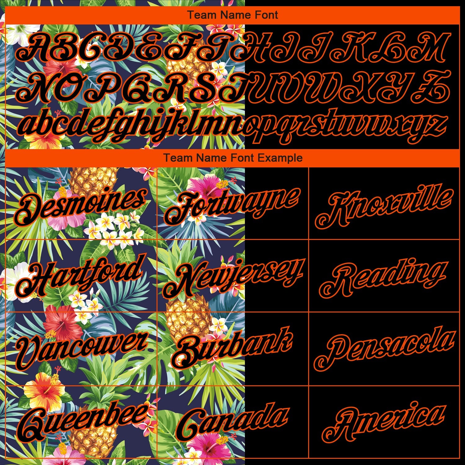 Custom Black Orange 3D Pattern Tropical Pineapples Hawaii Palm Leaves And Flowers Authentic Basketball Jersey - Sky-Custom