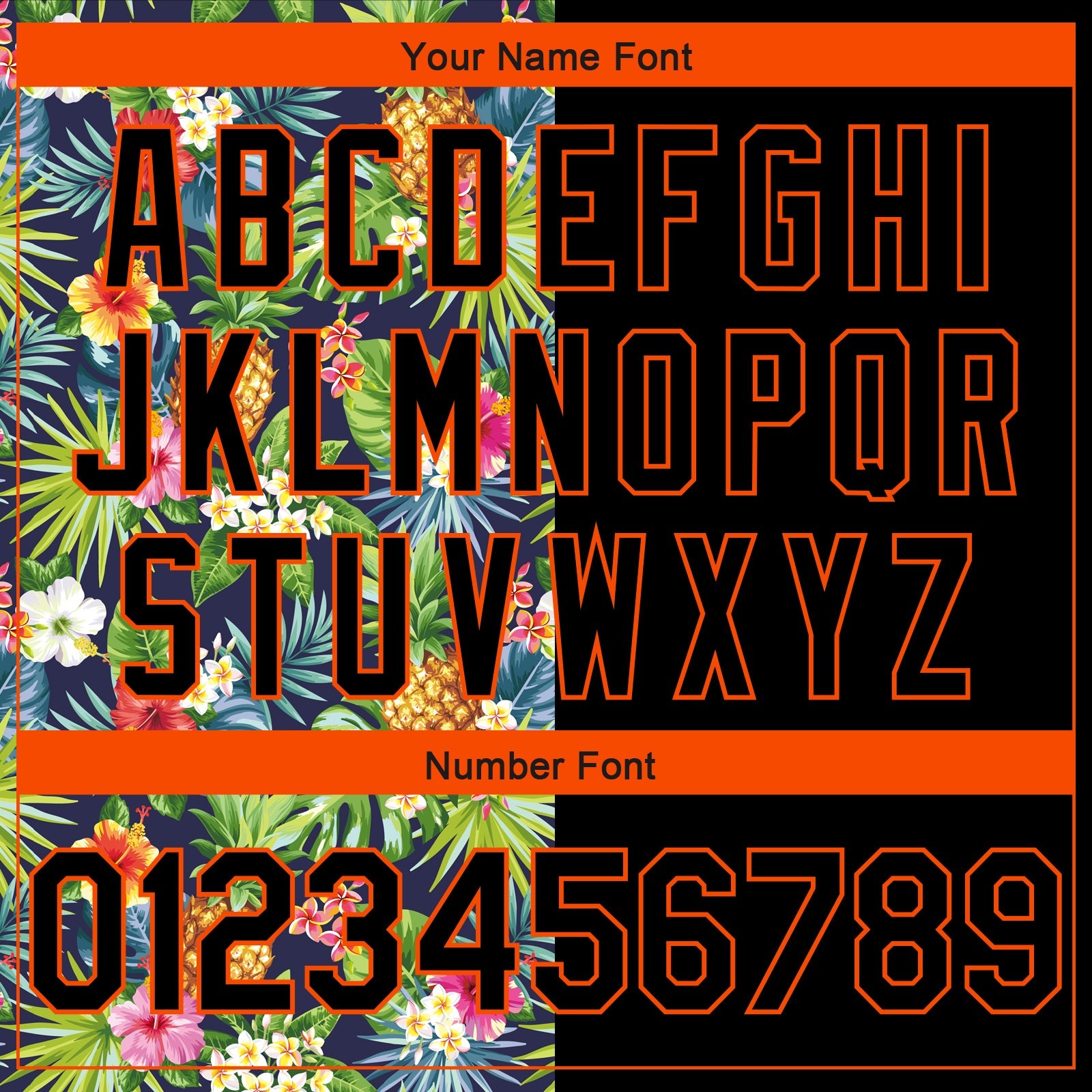 Custom Black Orange 3D Pattern Tropical Pineapples Hawaii Palm Leaves And Flowers Authentic Basketball Jersey - Sky-Custom