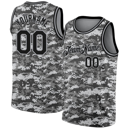 Custom Camo Black-Gray 3D Authentic Salute To Service Basketball Jersey - Sky-Custom