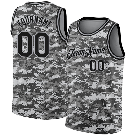 Custom Camo Black-Gray 3D Authentic Salute To Service Basketball Jersey - Sky-Custom