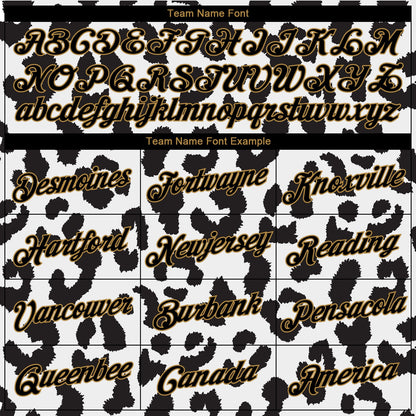 Custom White Black-Old Gold 3D Pattern Design Leopard Print Authentic Basketball Jersey - Sky-Custom